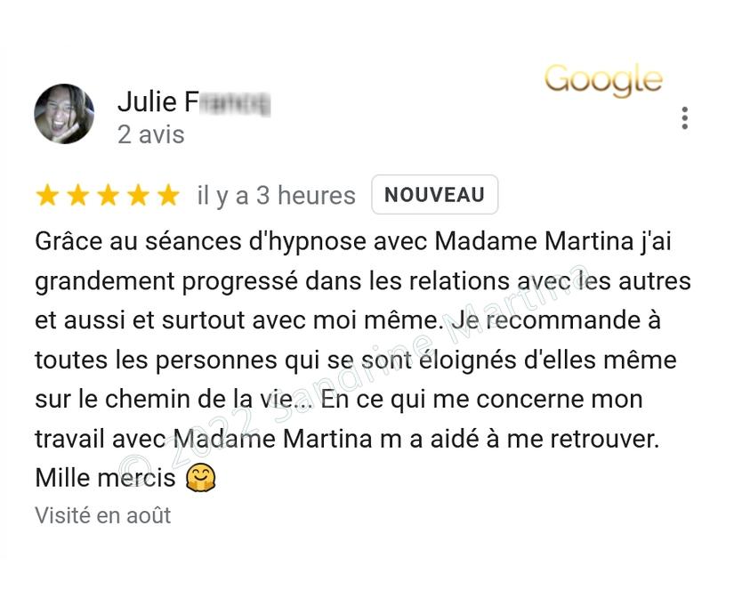 Avis Hypnose avec Sandrine Martina à Guingamp - août 2022