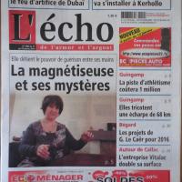 Article presse Sandrine Martina la magéntiseuse et ses mystères dans l'Echo Armor Argoat janvier 2016