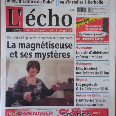 Cliquer pour lire Article presse sandrine martina  la magnétiseuse et ses mystères dans l echo janvier 2016