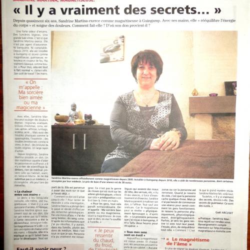 Article presse sandrine martina la magnétiseuse et ses mystères dans l echo janvier 2016