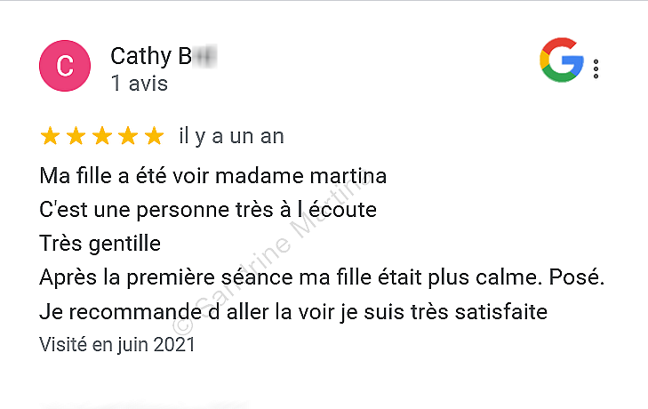 Avis google hypnose guingamp hypnohérapeute sandrine martina juin 2021 2