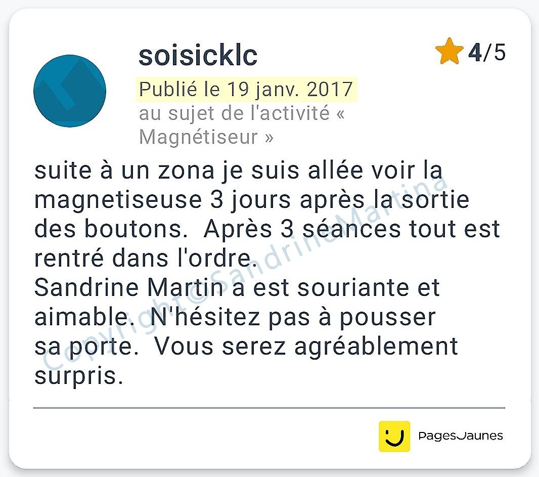 Avis sandrine martina zona janvier 2017